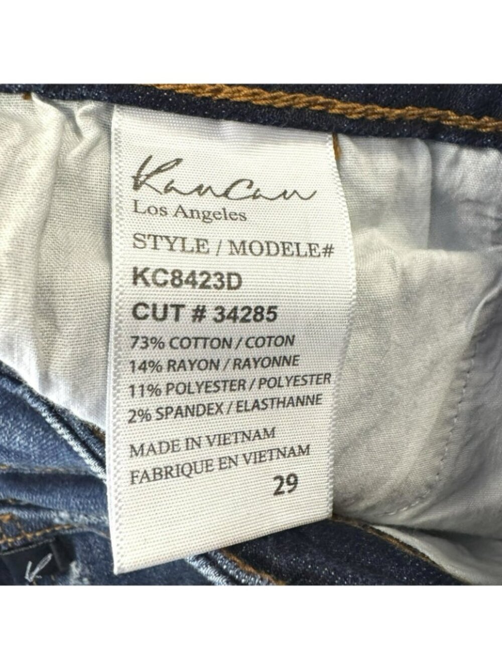 Kancan Skinny Jeans Womens Size 29 Exposed Button Fly Dark Wash Raw Hem 26" - Picture 7 of 7